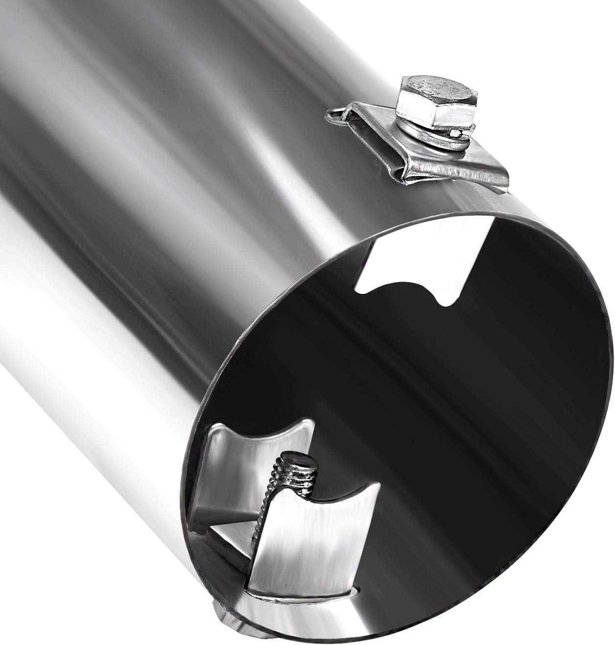 Универсален хромиран накрайник за ауспух за автомобил 63 мм нов