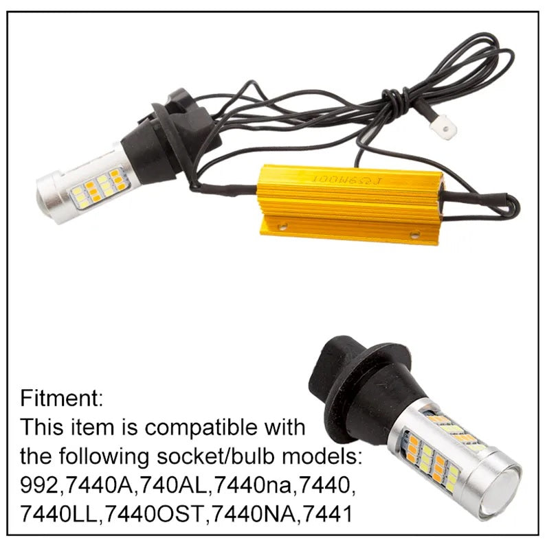 Комплект от 2броя LED диодни DRL дневни светлин с вграден мигач 12V T20 8W S25/1156/BA15S/P21W Can Bus без Грешки
