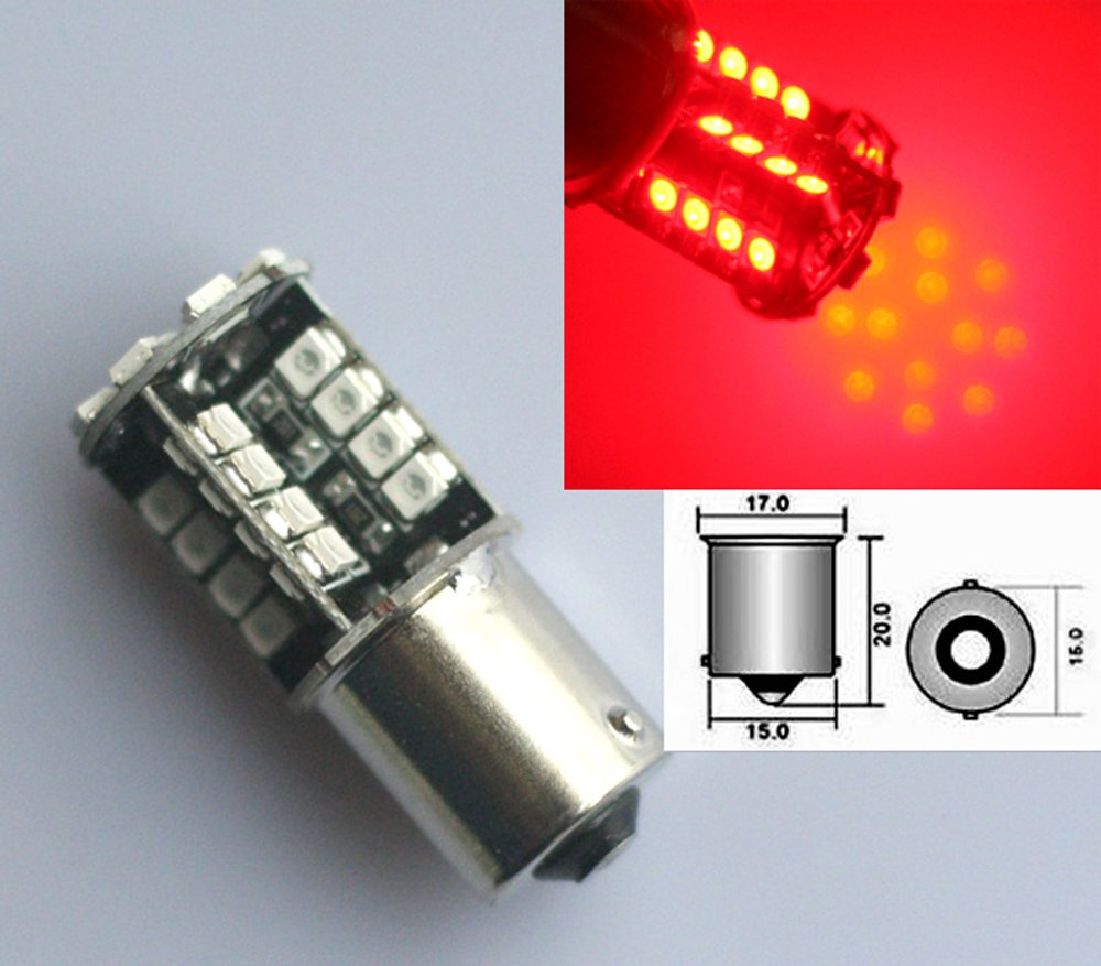 LED Лед Крушки, Стоп, 44 SMD, Canbus, 1156 (P21W), 12V, Червена Светлина