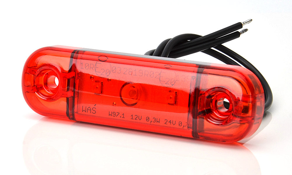 LED Светодиоден Габарит, Маркер, Токос, Червен, Е-Mark, 3 LED, 12V-24V, 8,4 см