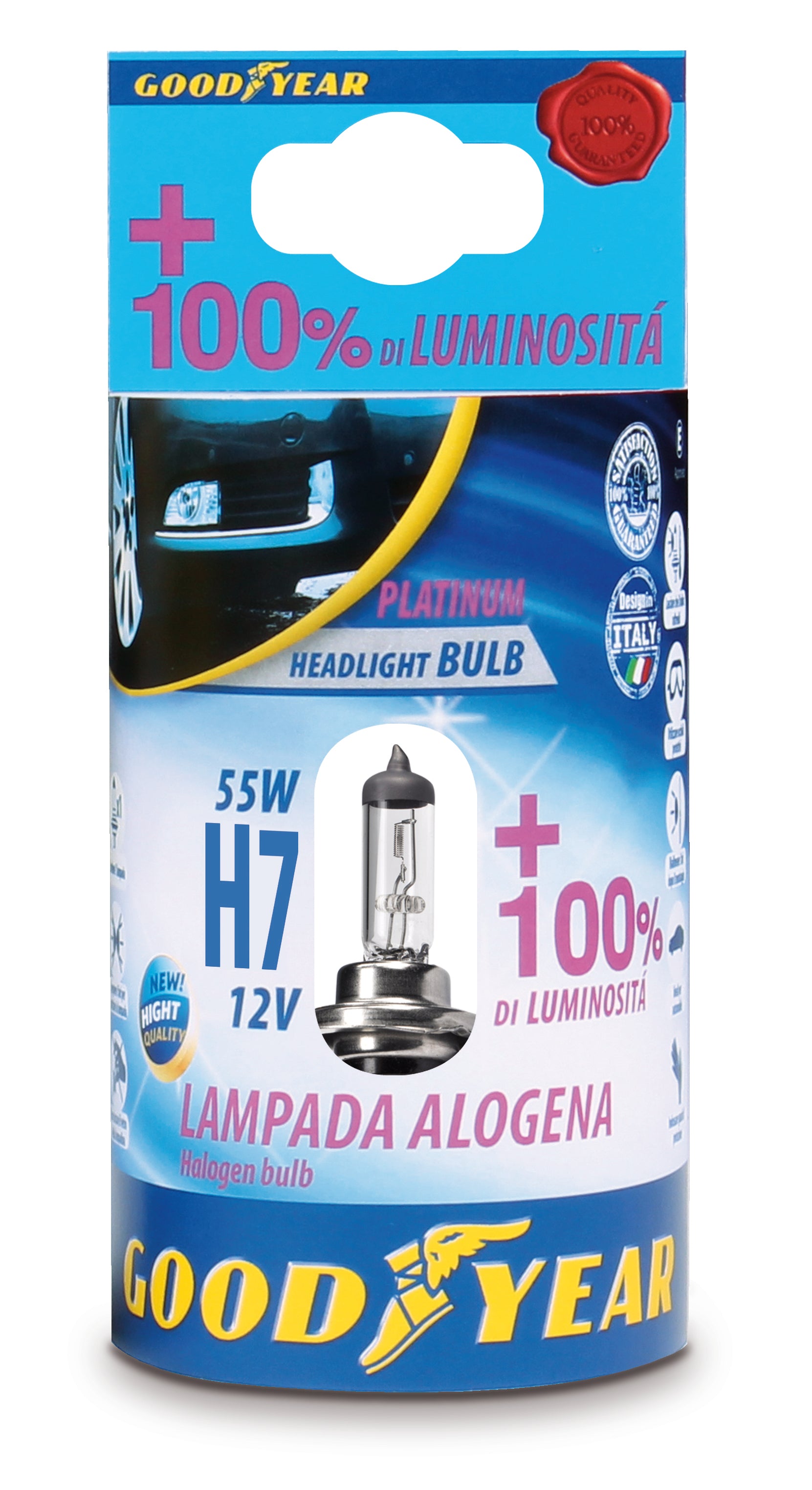 1 брой халогенна крушка H7 Х7 12V 55W + 100% 4000K E4 Goodyear Гудиър