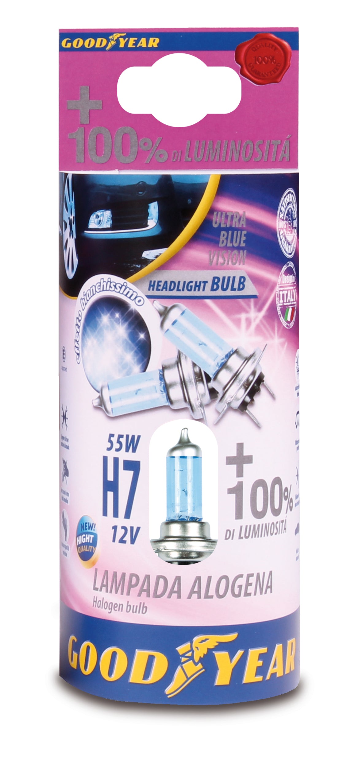 Комплект от 2 броя халогенни крушки крушка H7 Х7 12V 55W + 100% 5000K E4 Goodyear Гудиър