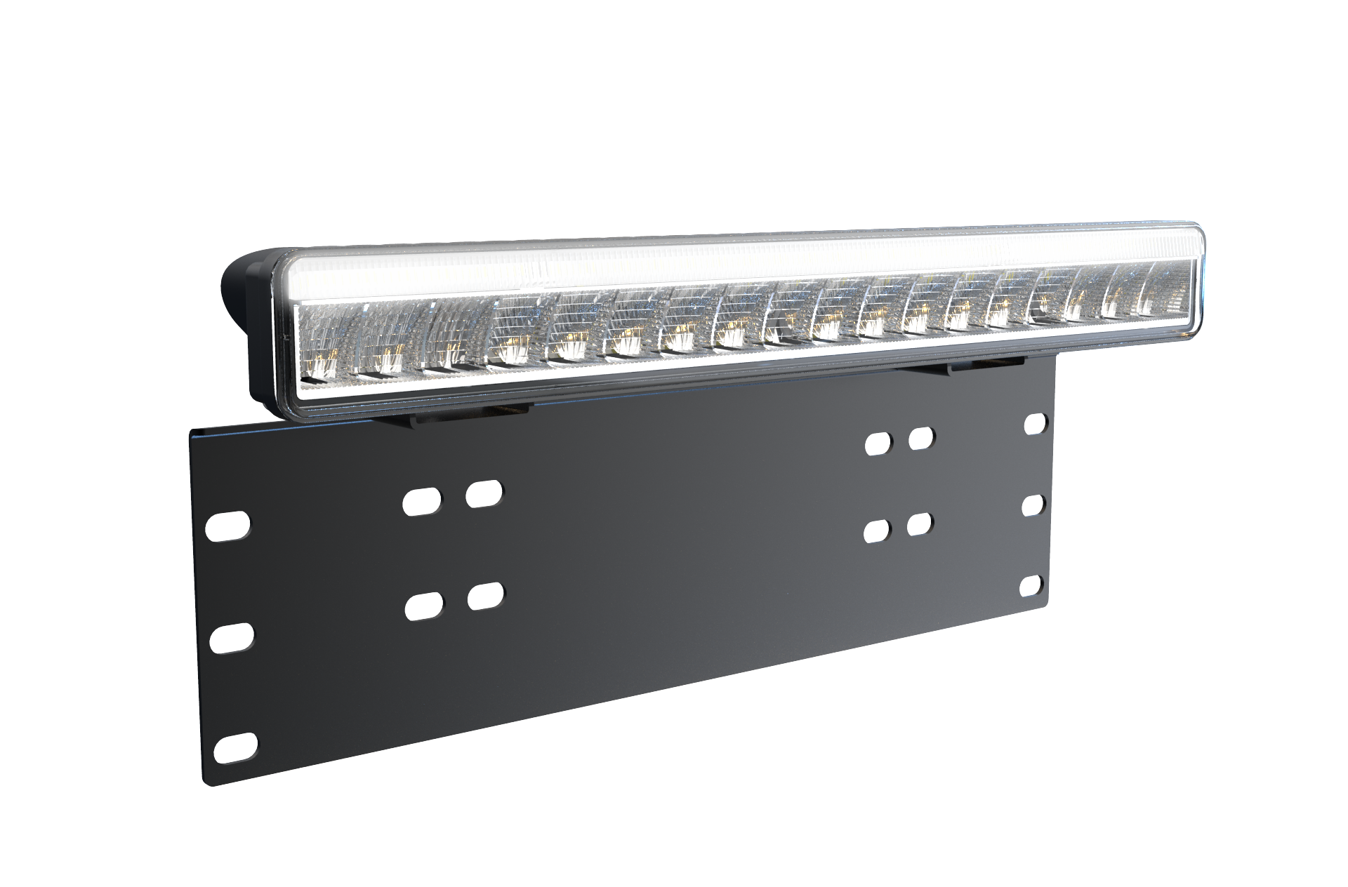 38см LED Лед Бар Със Стойка За Номер С Три Функции 55W, 4768lm, 12V - 24V E-Mark Подходящ За Автомобил, Бус, Камион, Селскостопански машини, Трактор, Комбайн, Агро Техника, Сеялка, Пръскачка, Джип, 4X4, Offroad, SUV