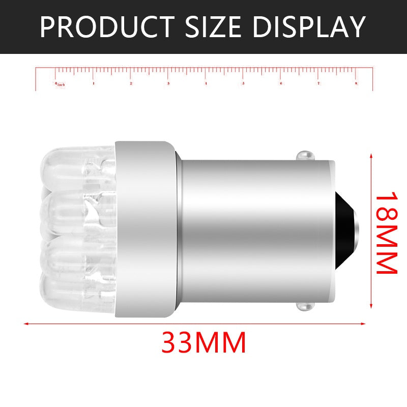 Комплект от 2 броя LED Лед Крушки за Mигач Стоп Габарит Халоген 9 LED 1156 BA15S 12V Бяла Светлина в Блистер
