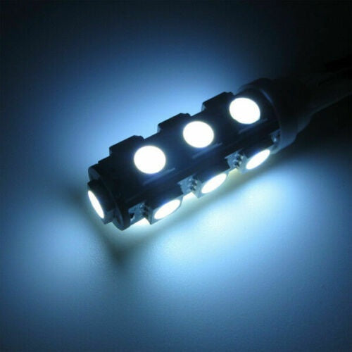 Комплект от 2 броя LED Лед Диодни Крушки За Габарит Т10 W5W 13 SMD 12V Бял Цвят Светлина Canbus - Error free Без грешки в Блистер