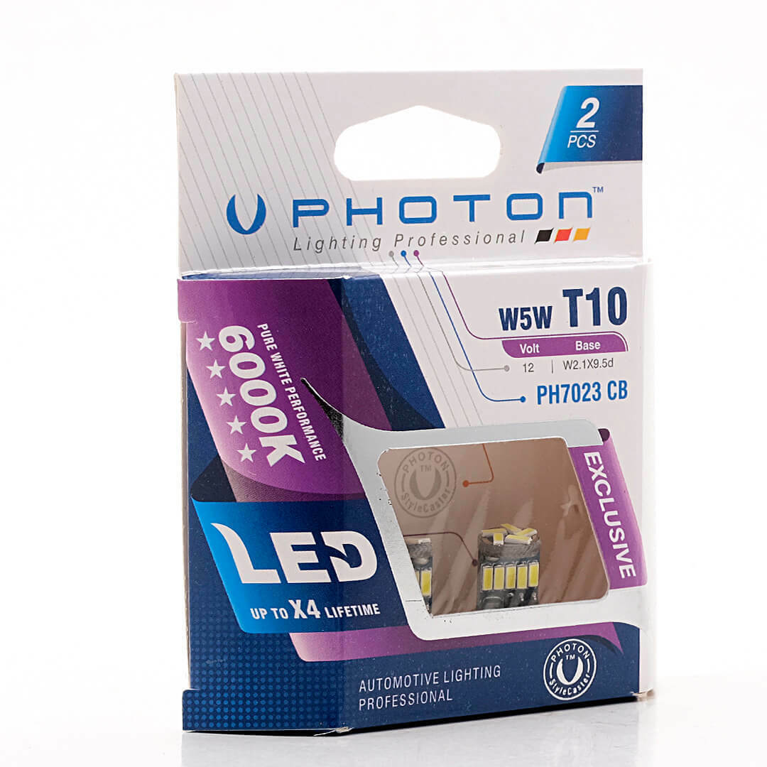 Комплект от 2 броя Лед Крушки За Габарит Т10 W5W LED 15 SMD Canbus 12V Бяла Светлина Canbus без грешки Photon