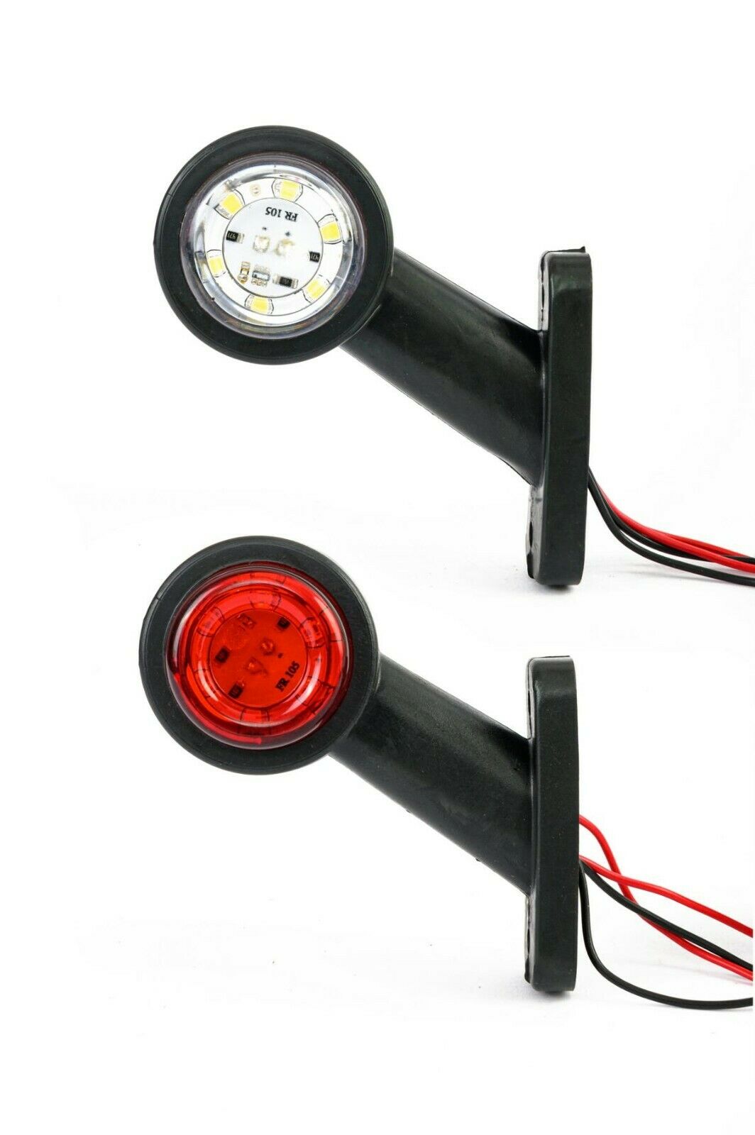 2x LED ЛЕД къси мини странични габаритни светлини тип рогче 12V 24V червено и бели за камион ремарке