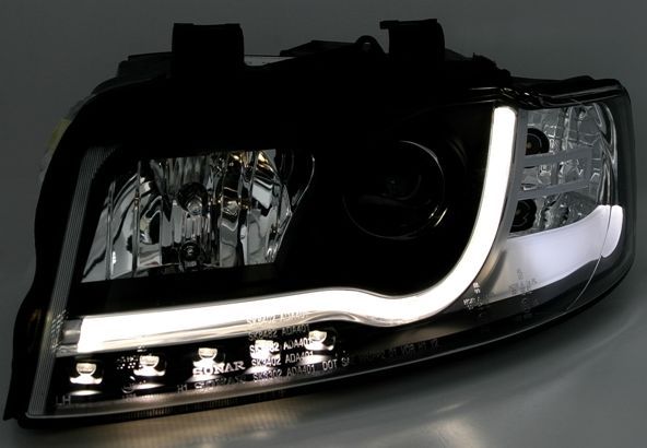 Кристални фарове за Audi A4 B6 Lightbar Design (2001-2004) - черни