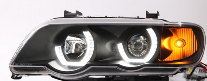Кристални фарове 3D Angel Eyes BMW X5 (1999-2003) - черни