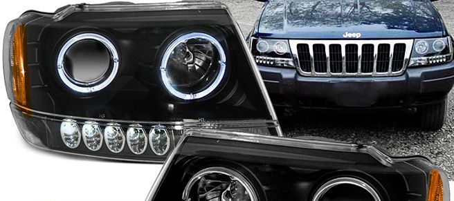 Кристални фарове Jeep Grand Cherokee (1999-2005) - черни