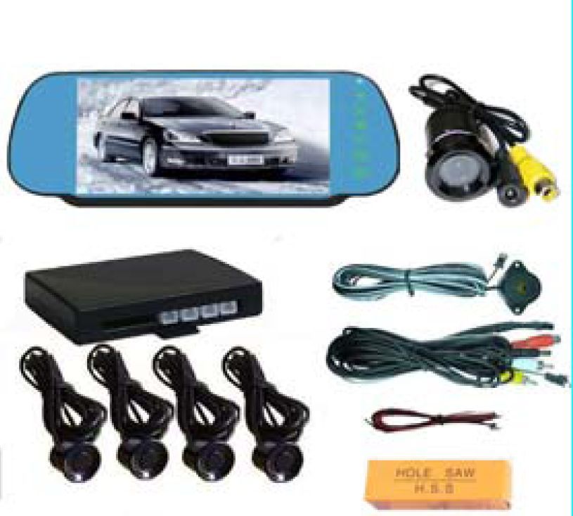 Парктроник с цветен дисплей 7" в огледало с USB, Bluethooth и камера