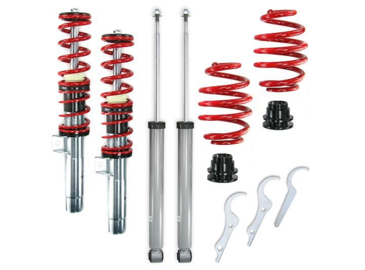 Регулируемо окачване за BMW E46 (1998-2005) - Червени пружини