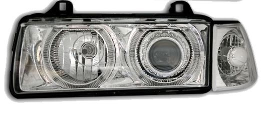 Кристални фарове за BMW E36 Angel Eyes (1991-2000) 2d coupe - хром