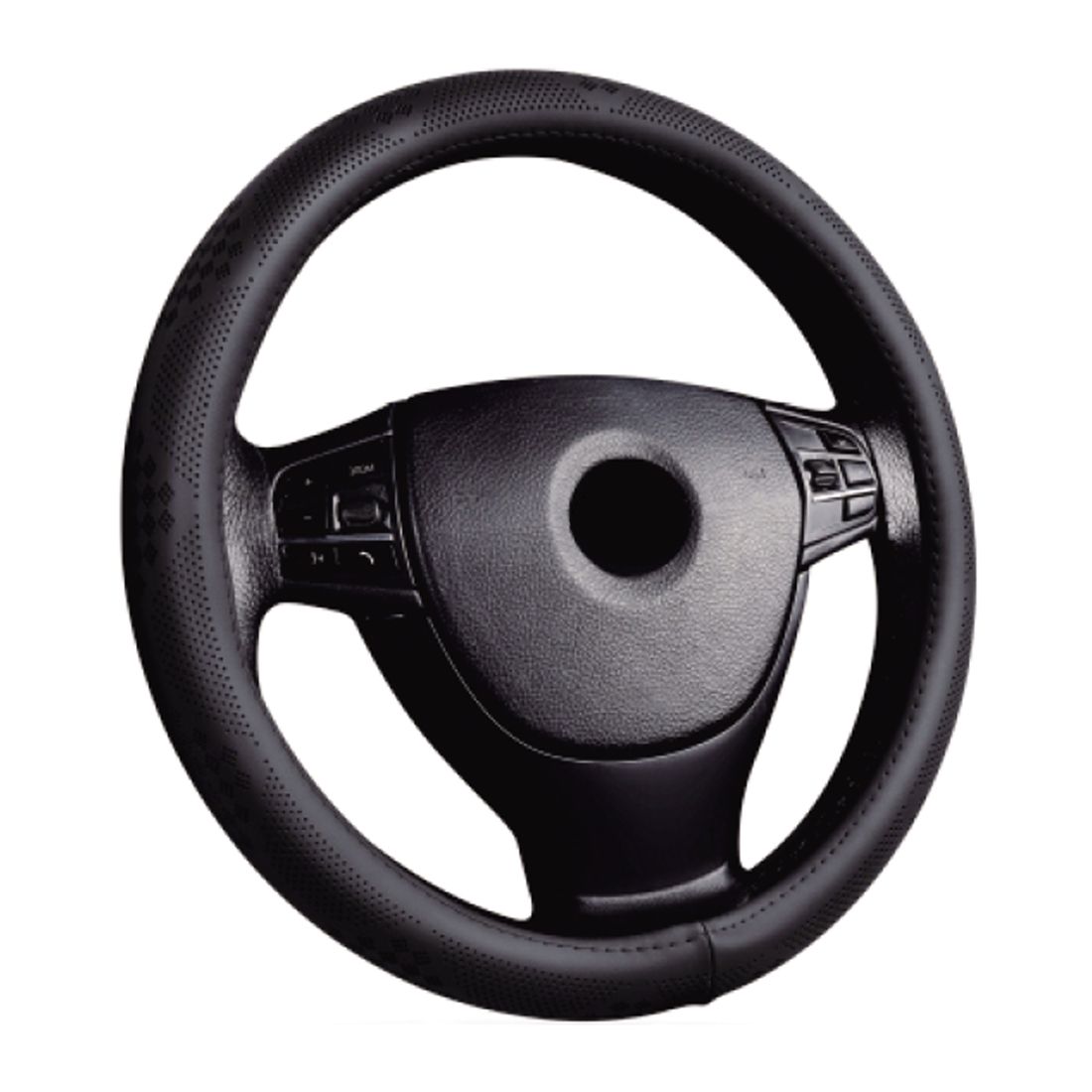 Калъф за волан от еко кожа 38см - Perforated - черен цвят