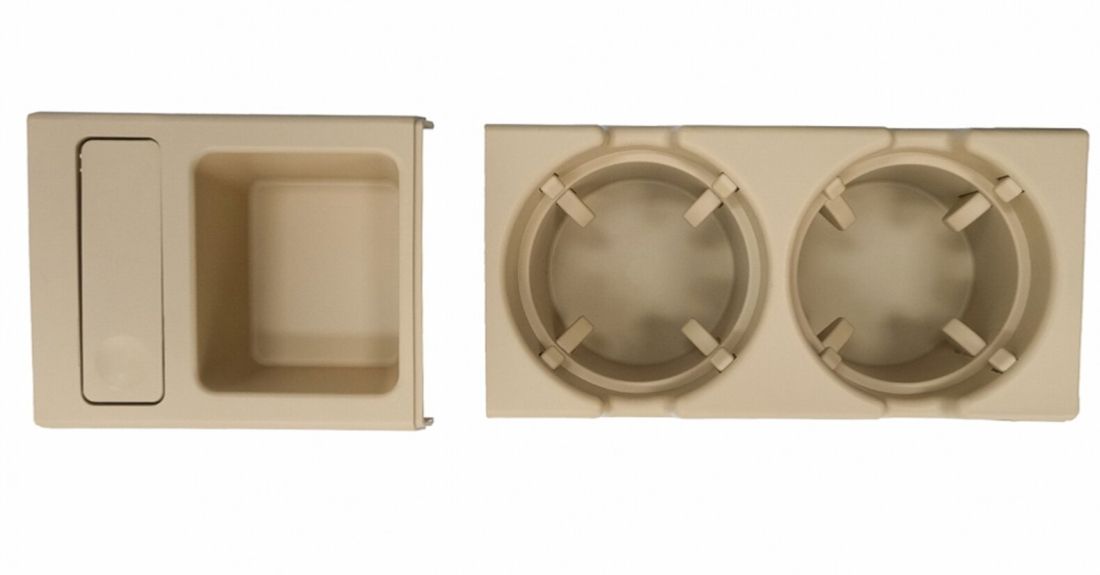 Поставка за чаши - къп холдер за BMW E46 с монетник бежов - комплект 2бр.