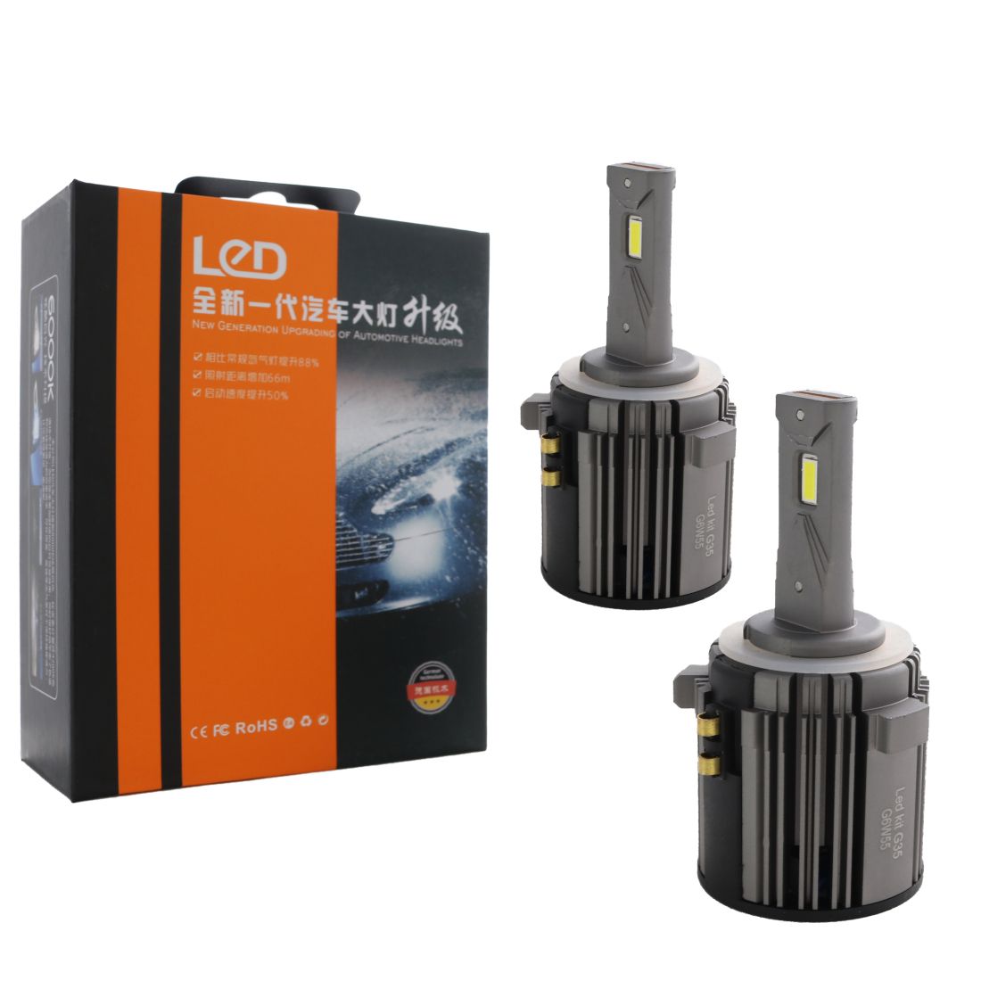 Лед крушки - Led система за VW Golf 6 и Golf 7 модел A60 за фарове - 20000 Лумена 55W - Canbus 6000K - 1400% повече светлина