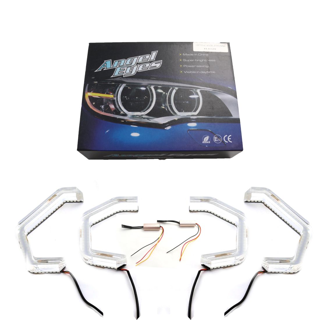 Диодни Ангелски Очи за BMW F30 - U-Design - с два цвята и функция мигач (бял и жълт)