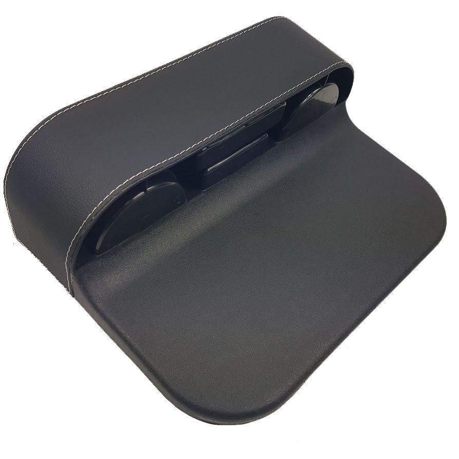 Поставка за чаши за кола за 2 чаши между седалките - чернен карбон с кожа