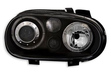 Кристални фарове Angel Eyes GOLF IV R32 - черни