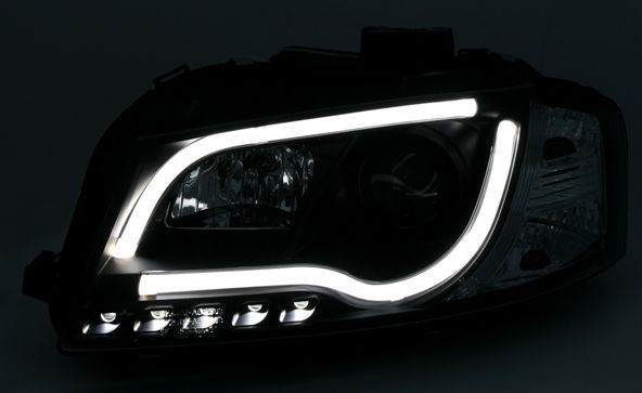 Кристални фарове Lightbar Design за Audi A3 (2003-2008) - черни