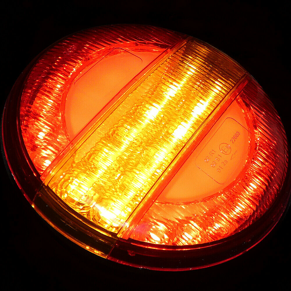 Комплект 2 Броя LED Лед Диоден Стоп Тип Хамбургер Бягащ Диниамичен Мигач, Ефект Неон Ø14cm, 12V-24V, За Камион, Ремарке, Бус , Каравана, Кемпер