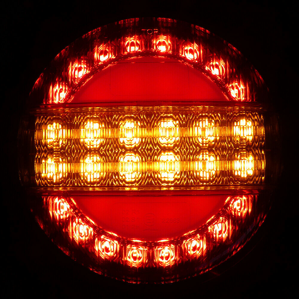 Комплект 2 Броя LED Лед Диоден Стоп Тип Хамбургер Бягащ Диниамичен Мигач, Ефект Неон Ø14cm, 12V-24V, За Камион, Ремарке, Бус , Каравана, Кемпер
