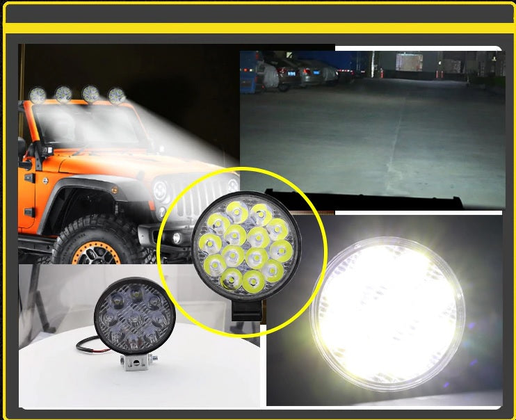 Комплект 2 Броя 42W Кръгли Мини Led Диоден Фар Прожектор Дневни Светлини 12V 24V