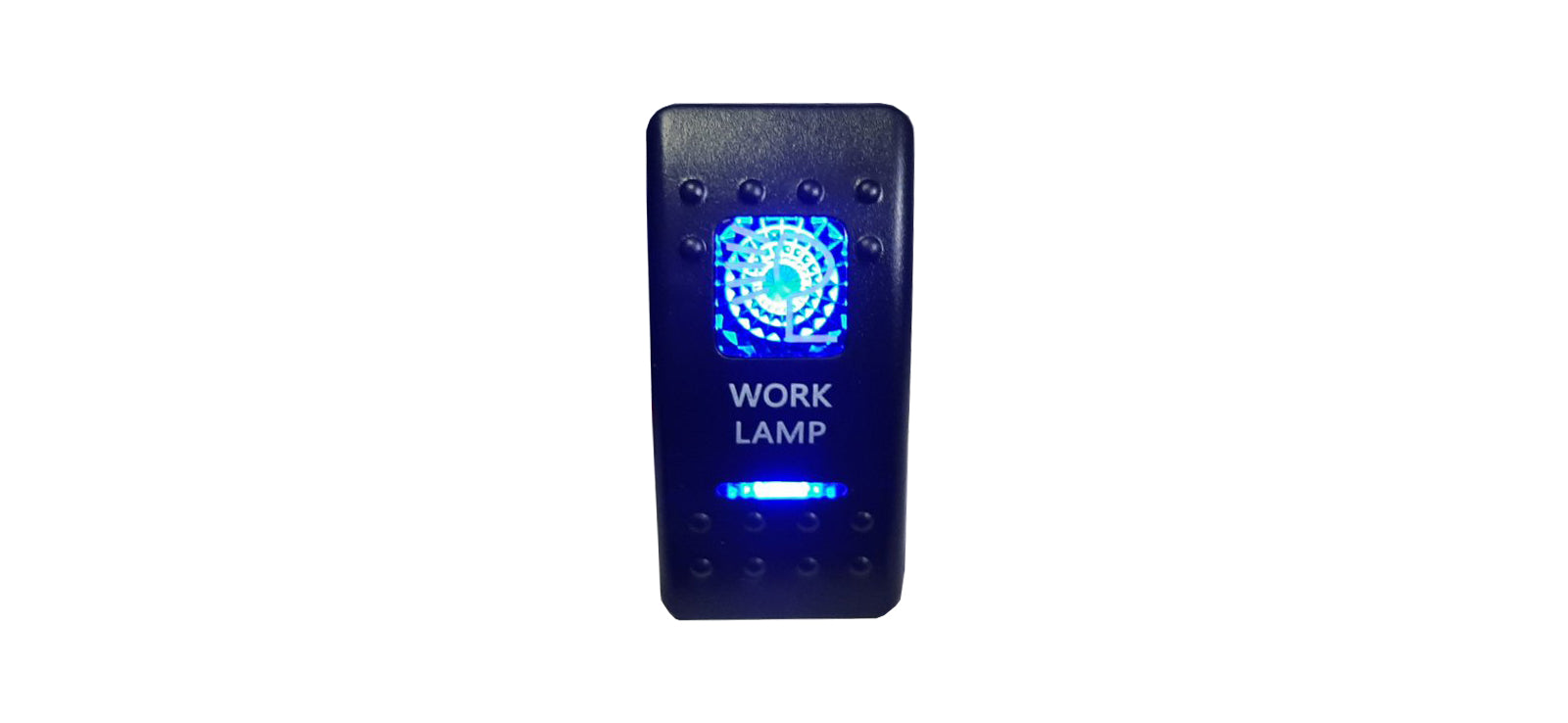 Копче, Бутон, За Вграждане, за LED Лед Бар, Халоген,Работна Лампа, Светлини, 12V - 24V, Надпис WORK LAMP , Синя Светлина