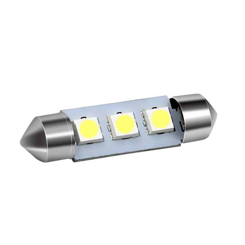 LED Лед Диодни Крушки, C5W, 3 Smd, 41mm, 12V, Бяла Светлина