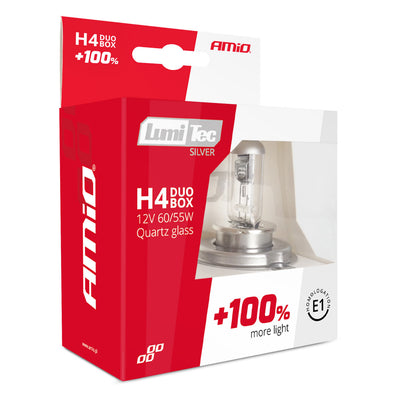 Комплект от 2бр. халогенни крушки H4 12V 60/55W LumiTec SILVER +100% бяла светлина