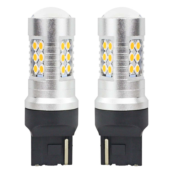 Комплект от 2бр. LED Лед Диодни крушки T20 WY21W Canbus 3030 24SMD 12V-24V оранжева светлина