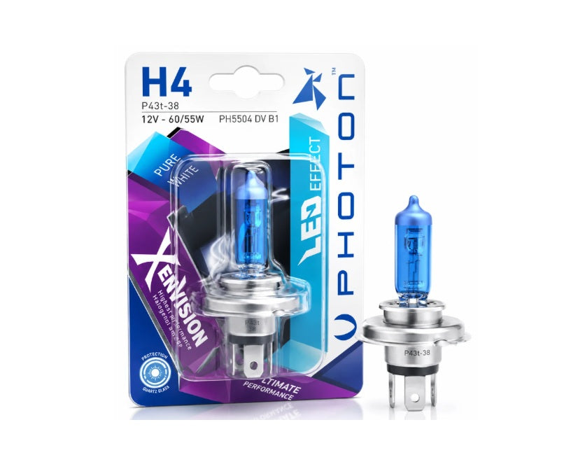 Халогенна Крушка H4 Photon Xenon Vision 12V 55/60W 5000K – Студено Бяла Светлина