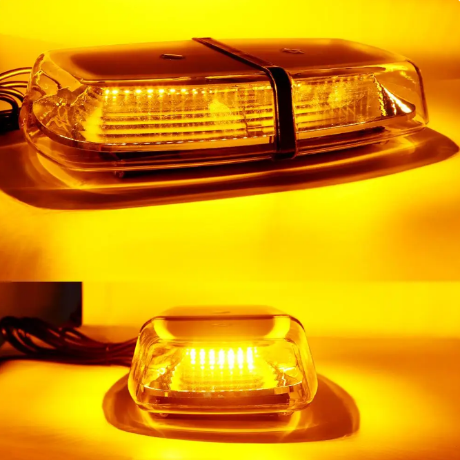 12V 24V Лед Led Аварийна Сигнална Лампа Маяк Буркан 72 Диода с 8 режима бяло стъкло с болтово захващане За Пътна Помощ Платформа Снегорин и др.