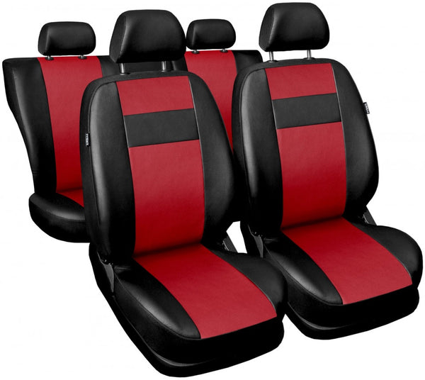 🔴 Универсални Кожени Калъфи за Предни и Задни Седалки от Еко Кожа в Черно и Червено