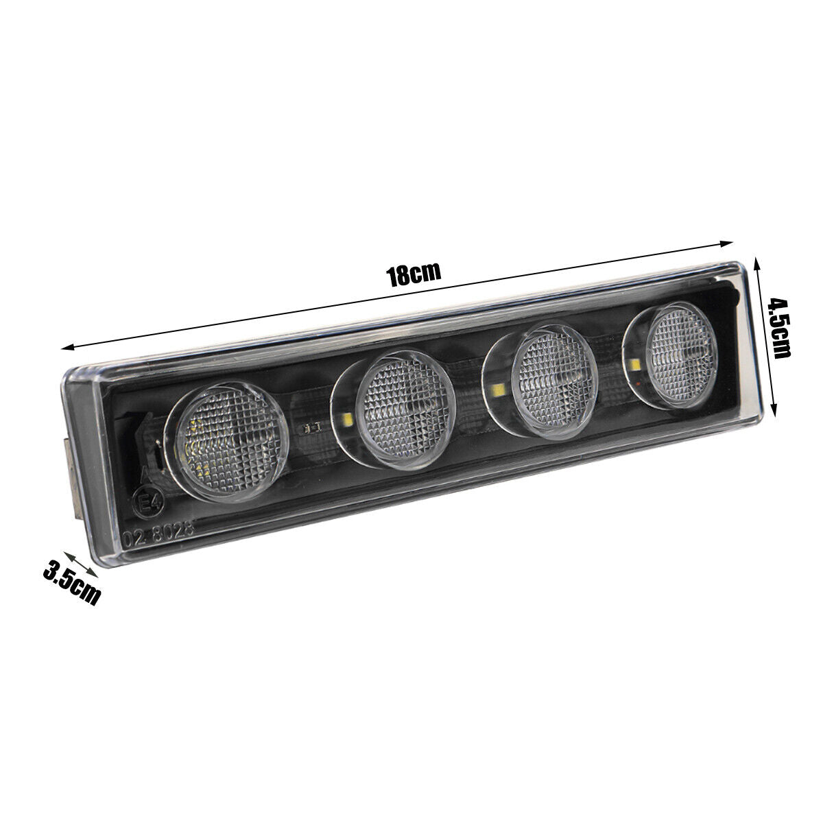 1бр преден габарит LED сенник маркер за Скания Scania - 180mm x 45 mm + букса Бяло стъкло Оранжева светлина