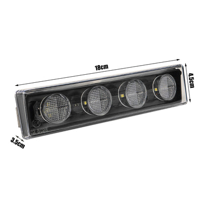 1бр преден габарит LED сенник маркер за Скания Scania - 180mm x 45 mm + букса Бяло стъкло Оранжева светлина