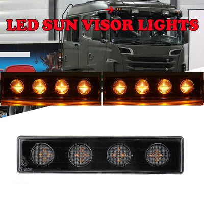 1бр преден габарит LED сенник маркер за Скания Scania - 180mm x 45 mm + букса Бяло стъкло Оранжева светлина