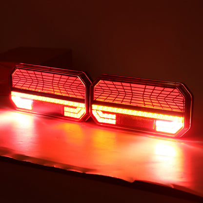 Комплект Ляв + Десен Мултифункционални Диодни LED Лед Стопове с Бягащ Мигач Неон Neon Ефект 12V - 24V 235mm X 110mm X 30mm E9 За Бус Камион Тир Ремарке Караванa