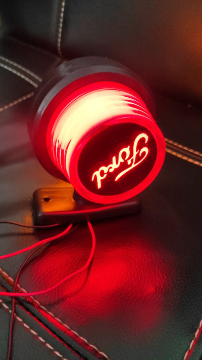 Комплект от 2 броя LED ЛЕД страничен габарит рогче 12 -24V оранжево - червено “old school” Неон Ефект с лого FD
