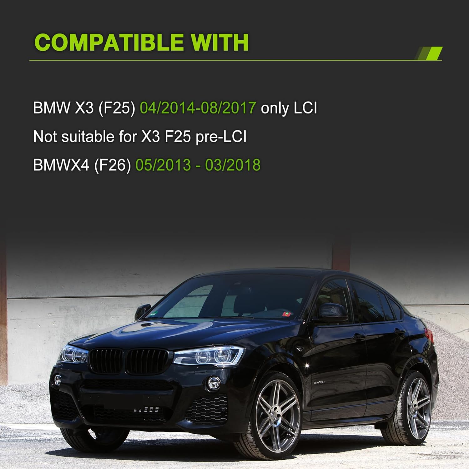 Двойни Бъбреци Решетки За БМВ BMW X3 X4 FACELIFT F25 F26 2014 - 2017г. Черен Гланц Лак