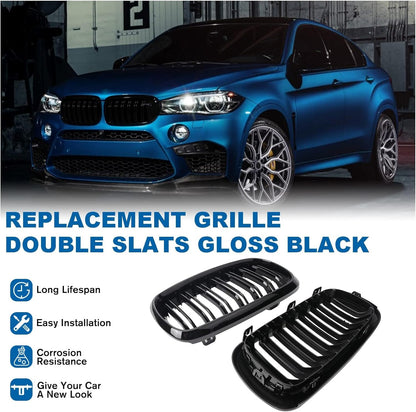 Двойни Бъбреци Решетки За БМВ BMW X5 X6 F15 F85 F16 F86 2014+ Черен Гланц Лак