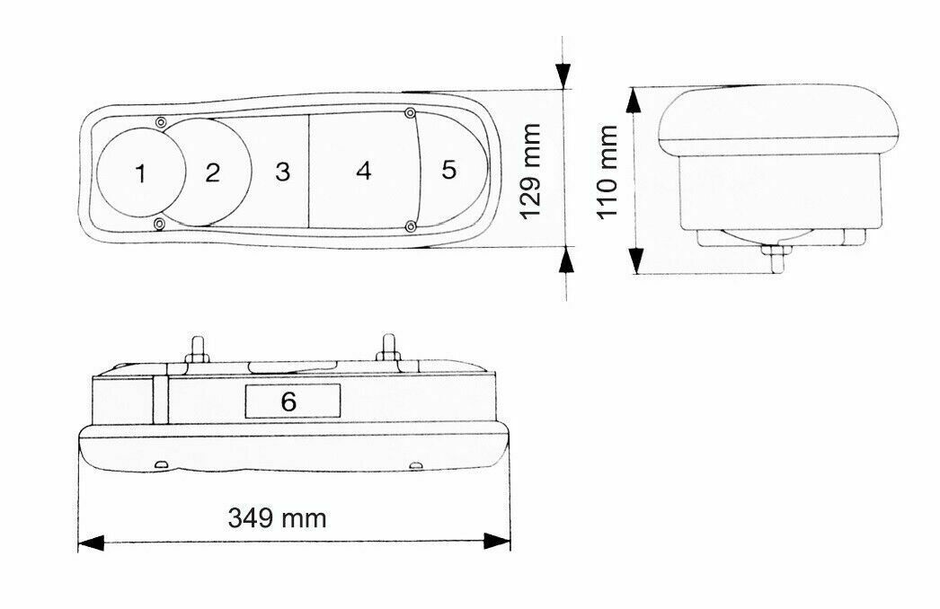 Десен Стоп с Букса 35cm x 12,5cm Бус Камион ТИР Ремарке Караванa Платформа 12V-24V с крушки 5 функции