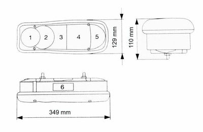 Десен Стоп с Букса 35cm x 12,5cm Бус Камион ТИР Ремарке Караванa Платформа 12V-24V с крушки 5 функции