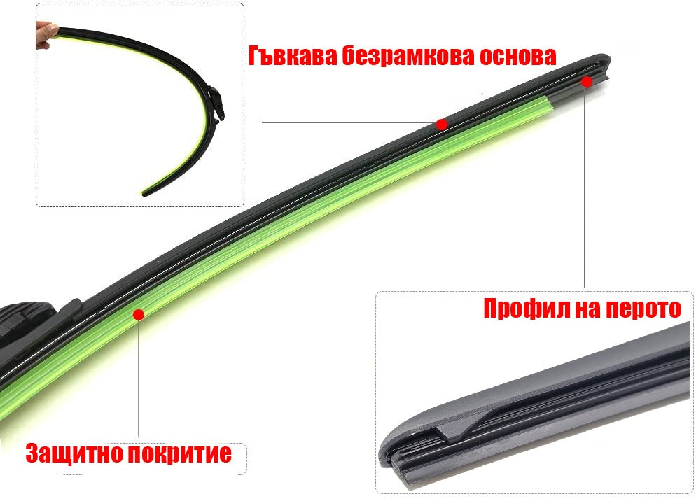 16/ 400mm - Универсална чистачка с меко перо и адаптери за захващане на широка гама автомобили