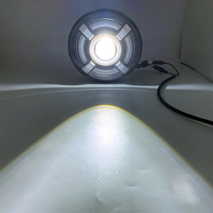Универсален 7 инча 18см ЛЕД LED фар лампа халоген 12V-24V къси/дълги с DRL дневни светлини мигач бяло-жълто 4800lm за АТВ джип мотоциклет камион трактор и др.