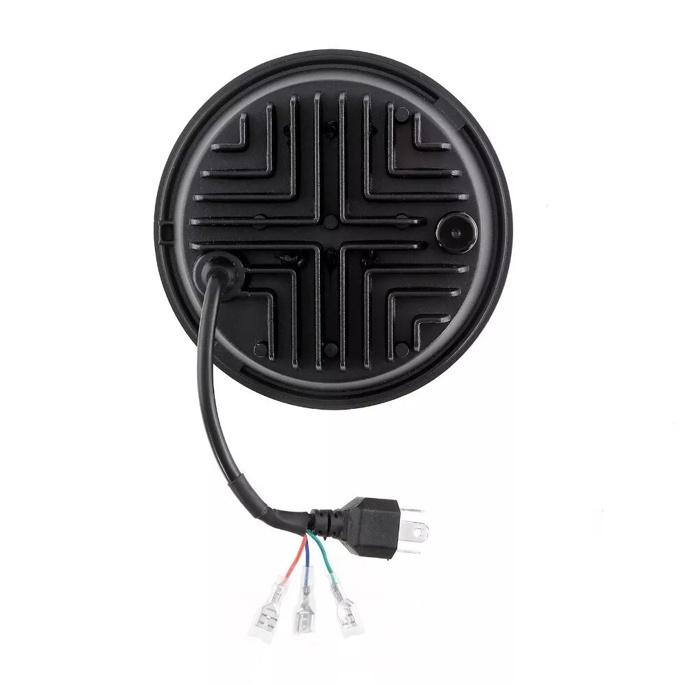 Универсален 7 инча 18см ЛЕД LED фар лампа халоген 12V-24V къси/дълги с DRL дневни светлини мигач бяло-жълто 7000lm за АТВ джип мотоциклет камион трактор и др.