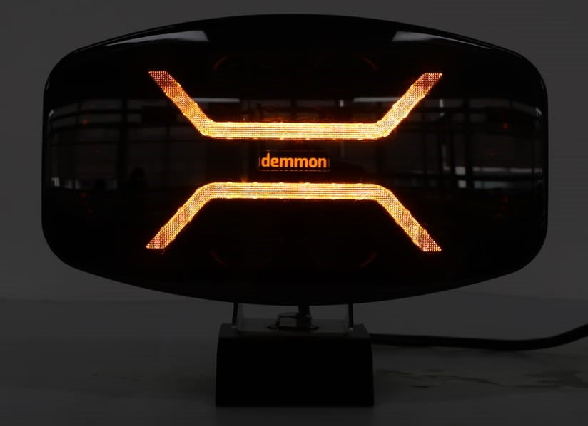 LED ЛЕД диоден фар халоген лампа 12V - 24V 48W бяло-жълто с черно стъкло за АТВ джип камион трактор земеделски и селскостопански машини и др. 245 x 139.4 x 90 mm E-mark E9