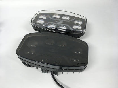LED ЛЕД диоден фар халоген лампа 12V - 24V 48W бяло-жълто с черно стъкло за АТВ джип камион трактор земеделски и селскостопански машини и др. 245 x 139.4 x 90 mm E-mark E9