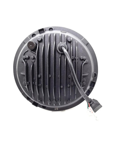 Комплект от 2бр. универсален 7 инча 18см ЛЕД LED фар лампа халоген 12V-24V къси/дълги с DRL дневни светлини мигач бяло-жълто 6500lm за АТВ джип мотоциклет камион трактор и др