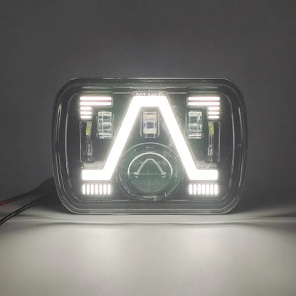 Универсалeн 5x7 инча ЛЕД LED фар лампа халоген 12V-24V къси/дълги с DRL дневни светлини мигач бяло-жълто 4800lm за АТВ джип камион трактор и др.